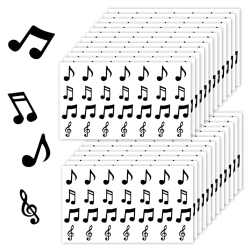 672stk Musiknoten Aufkleber, 4 Designs Wasserfeste Musiknotenaufkleber Selbstklebende Musiknotenaufkleber Perfekte Dekoration für Umschläge Notizbücher Grußkarten(Schwarz) von NQEUEPN