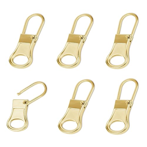 6St Zipper Pull Ersatz, Abnehmbares Reißverschluss Reparaturset, Reißverschluss Schieber, Reißverschluss Ersatz für Jacke, Hose, Mantel, Schuhe, Koffer, Rucksack (Hellgold) von NQEUEPN