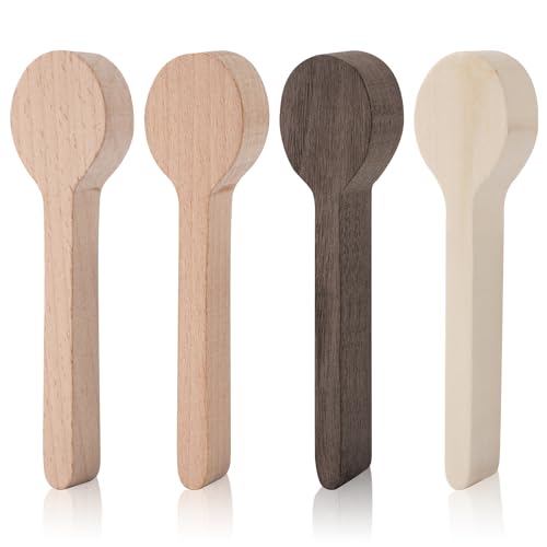 Holzlöffel zum Schnitzen Set, 4 Stück Schnitzholz Blöcke Unlackierte Holzschnitzlöffel Holzrohlinge zum Schnitzen DIY-Handwerk Geschenk für Bastelliebhaber von NQEUEPN