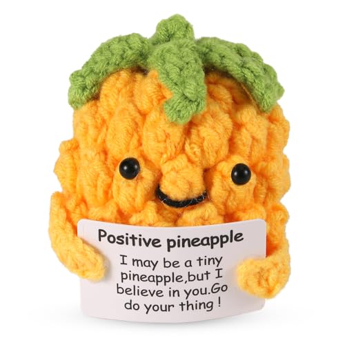 Lustige Positive Ananas, 5,08cm Positive Gestrickte Ananas Gestricktes Ananasspielzeug mit Ermutigender Karte Emotionale Unterstützung Ananaspuppe für Festival Party Geschenk Urlaubsdekoration von NQEUEPN