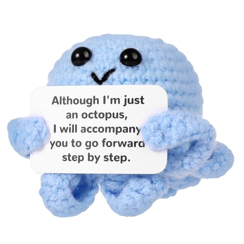 NQEUEPN Lustig Positive Oktopus Puppe, 6cm Niedlich Gestrickte Oktopus Puppe mit Ermutigungskarte Kreativ Positive Kartoffelpuppe für Urlaub Party Dekoration Ermutigendes Geschenk von NQEUEPN