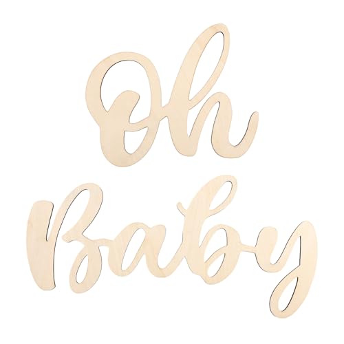 Oh Baby Schild für Hintergrund, Holz Oh Baby Buchstaben Süß Baby Shower Schild Foto Requisiten für Gender Reveal Party Babyparty Dekorationen für Jungen und Mädchen (Hellgelb) von NQEUEPN