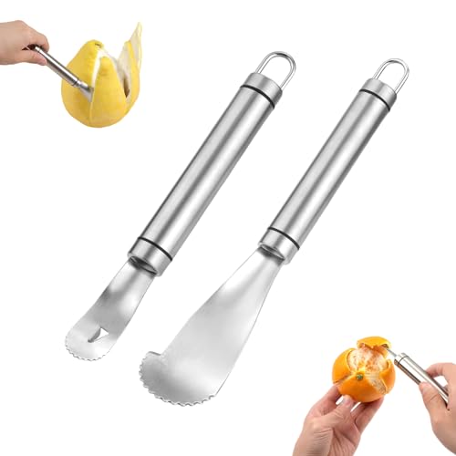 Orangenschäler und Grapefruitschäler, Edelstahl Orangen- und Zitrusschäler Langer Griff Leicht zu Schälen Grapefruit Pomelo-Öffner Obstschälmesser Küche Gadget Werkzeug von NQEUEPN