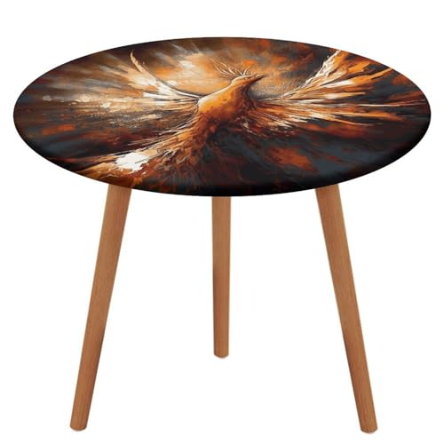 NQHJT Abstrakte Phoenix-Tischdecke mit elastischer Oxford-Tischdecke, wasserdicht, öldicht, schmutzabweisend, abwischbar, Tischdecke für runde Tische, 119 cm von NQHJT