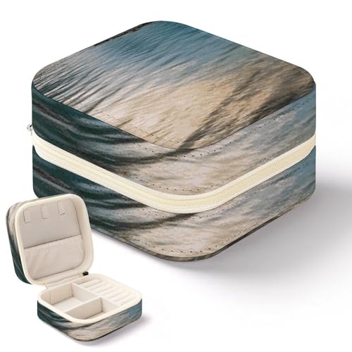 NQHJT Glacier National Park Schmuckschatulle für Damen, PU-Leder, kleiner Schmuck-Organizer, tragbare Präsentation, Schmuck-Aufbewahrungsbox für Ringe, Ohrringe, Halsketten, Mini-Schmucketui von NQHJT