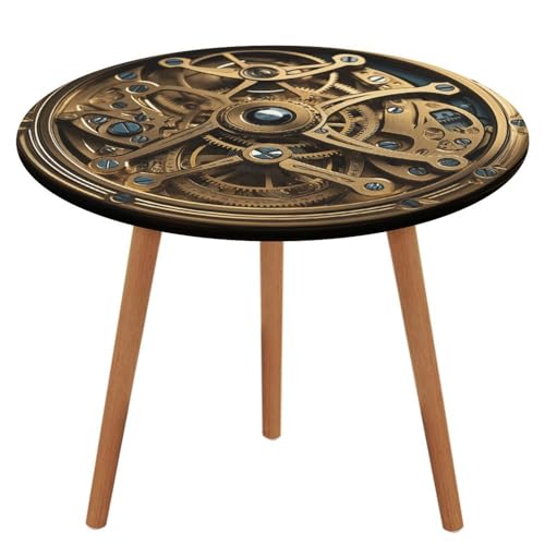 NQHJT Runde Tischdecke im Steampunk-Design, mit elastischer Oxford-Tischdecke, wasserdicht, öldicht, schmutzabweisend, abwischbar, Tischdecke für runde Tische, 130 cm von NQHJT