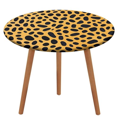 NQHJT Runde Tischdecke mit Leopardenmuster, elastische Oxford-Tischdecke, wasserdicht, öldicht, schmutzabweisend, abwischbar, Tischdecke für runde Tische, 130 cm von NQHJT