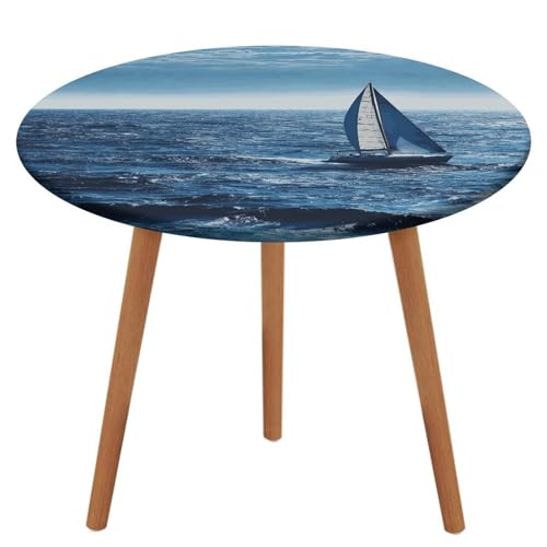 NQHJT Runde Tischdecke mit Oxford-Tischdecke, wasserdicht, öldicht, schmutzabweisend, abwischbar, für runde Tische, 129 cm, Blau von NQHJT