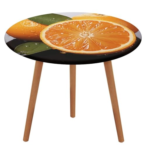 NQHJT Runde Tischdecke mit Oxford-Tischdecke, wasserdicht, öldicht, schmutzabweisend, abwischbar, für runde Tische, 129 cm, Orange von NQHJT