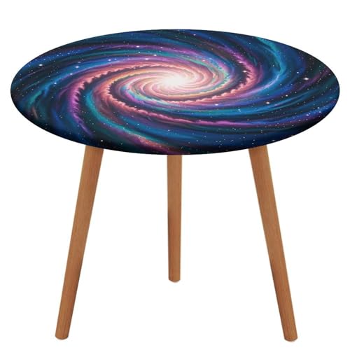 NQHJT Schöne runde Galaxie-Tischdecke mit Oxford-Tischdecke, wasserdicht, öldicht, schmutzabweisend, abwischbar, Tischdecke für runden Tisch, 130 cm von NQHJT