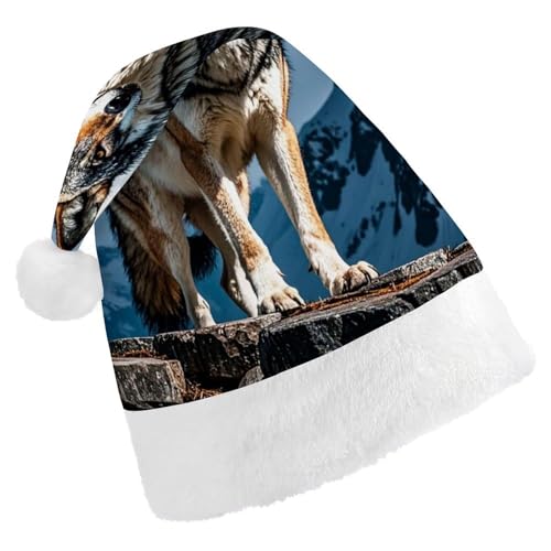 NQHJT Timberwolves Weihnachtsmütze für Erwachsene, Samt, klassische Weihnachtsmütze für Weihnachten, Neujahr, Party, Kopfbedeckung von NQHJT