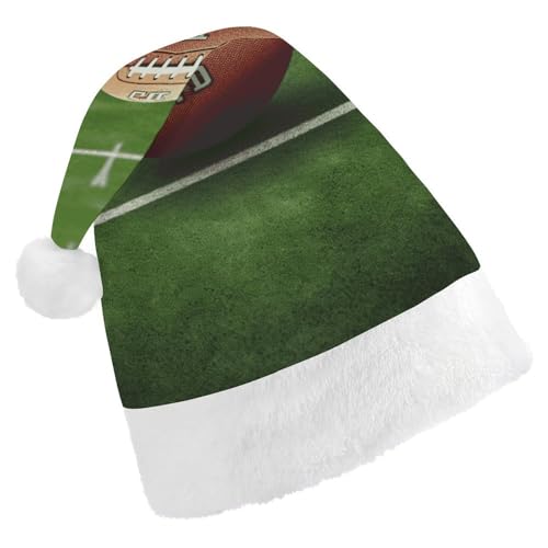 NQHJT Weihnachtsmütze, Fußballfeld, Ball, Sport, Nikolausmütze für Erwachsene, Samt, klassische Weihnachtsmütze für Weihnachten, Neujahr, Party, Kopfbedeckung von NQHJT