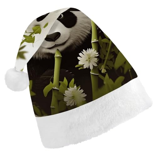 NQHJT Weihnachtsmütze, Panda-Weihnachtsmannmütze für Erwachsene, Samt, klassische Weihnachtsmütze für Weihnachten, Neujahr, Party, Kopfbedeckung von NQHJT