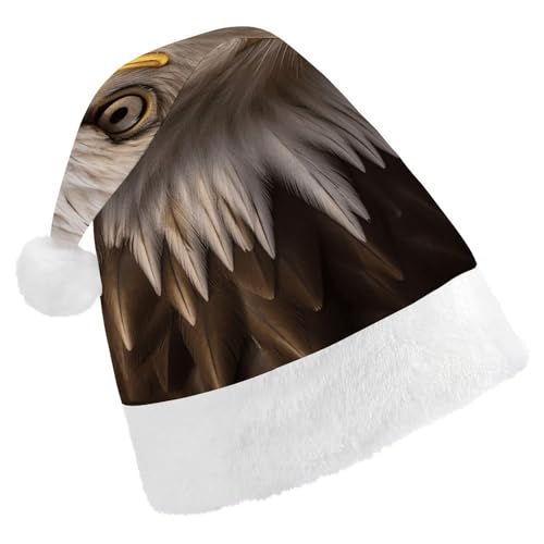 NQHJT Weihnachtsmütze, Weißkopfseeadler, Weihnachtsmannmütze für Erwachsene, Samt, klassische Weihnachtsmütze für Weihnachten, Neujahr, Party, Kopfbedeckung von NQHJT