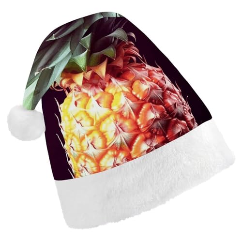 NQHJT Weihnachtsmütze, schöne Ananas-Weihnachtsmannmütze für Erwachsene, Samt, klassische Weihnachtsmütze für Weihnachten, Neujahr, Party, Kopfbedeckung von NQHJT