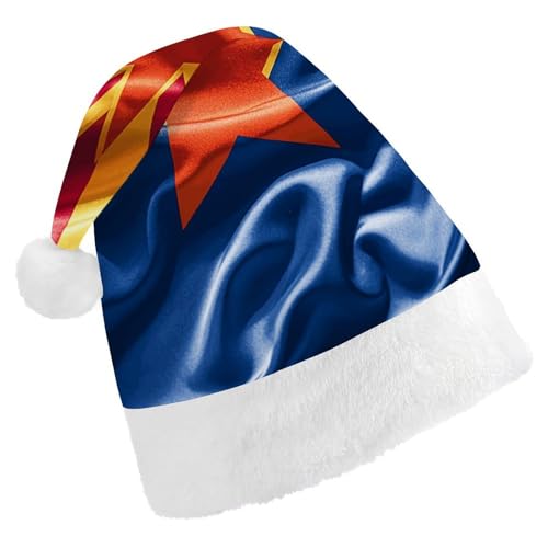 NQHJT Weihnachtsmütze Arizona-Flagge, Standard-Weihnachtsmannmütze für Erwachsene, Samt, klassische Weihnachtsmütze für Weihnachten, Neujahr, Party, Kopfbedeckung von NQHJT