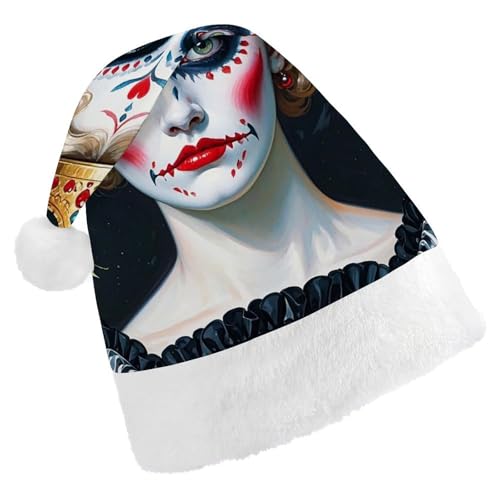 NQHJT Weihnachtsmütze "Rose of Terror", Weihnachtsmannmütze für Erwachsene, Samt, klassische Weihnachtsmütze für Weihnachten, Neujahr, Party, Kopfbedeckung von NQHJT