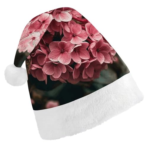 NQHJT Weihnachtsmütze mit Blumen, Weihnachtsmannmütze für Erwachsene, Samt, klassische Weihnachtsmütze für Weihnachten, Neujahr, Party, Kopfbedeckung von NQHJT