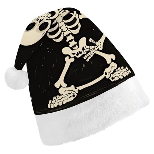 NQHJT Weihnachtsmütze mit Totenkopf-Motiv für Erwachsene, Samt, klassische Weihnachtsmütze für Weihnachten, Neujahr, Party, Kopfbedeckung von NQHJT