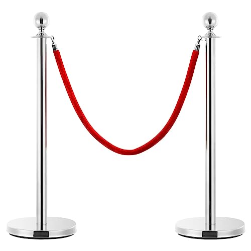 Home Garden,Stanchion Stand Rope Red and Silver Velvet von NQJIBUE