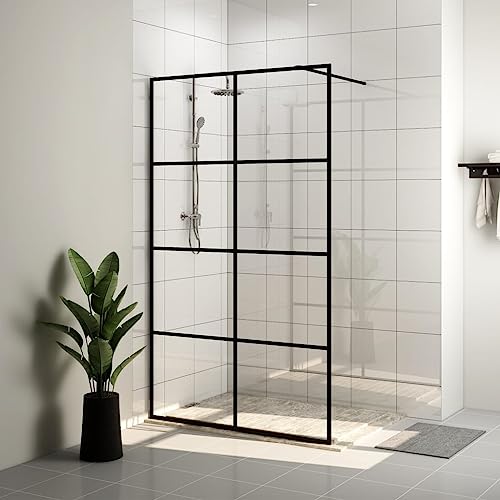 Home Garden Walk-In Duschwand mit klarem ESG-Glas 140x195cm Schwarz von NQJIBUE