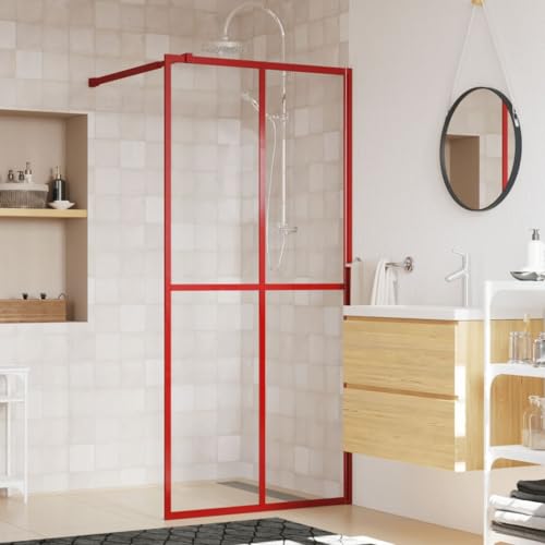 Home Garden Walk-in Duschwand mit klarem ESG-Glas, Rot, 100 x 195 cm von NQJIBUE