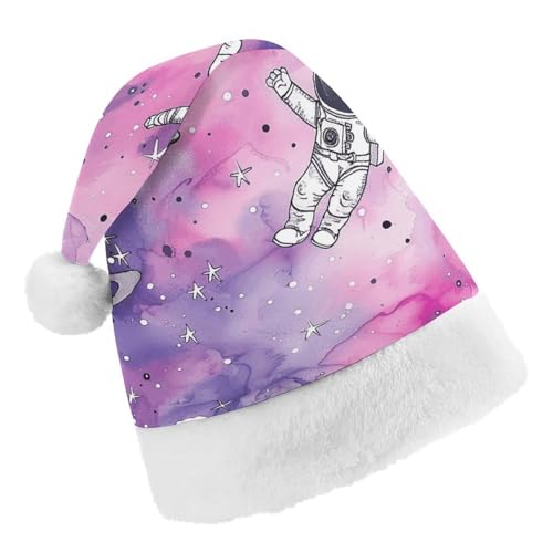 NQLYRE Weihnachtsmütze mit violetten Wolken, bedruckt, Weihnachtsmütze für Erwachsene, Weihnachtsmannmütze, Party-Kopfbedeckung von NQLYRE