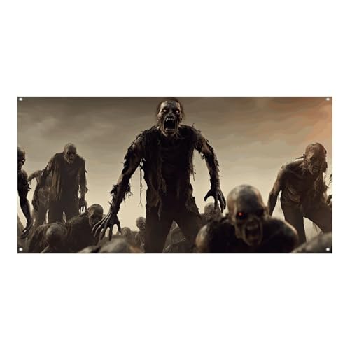 Große Banner, personalisierbar, viele Zombie-Partyschilder, Hof-Banner, blanko, 300D-Polyester, Banner, Schild, Geburtstagsbanner für Party-Dekoration, Hintergrundbanner von NQLYUT