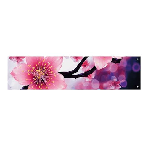 Große Banner, personalisiertes Banner, Blumen und Mondlicht, Partyschilder, Hof, blanko, Banner, 300D-Polyester, Banner, Schild, Geburtstagsbanner für Party-Dekoration, Hintergrundbanner von NQLYUT