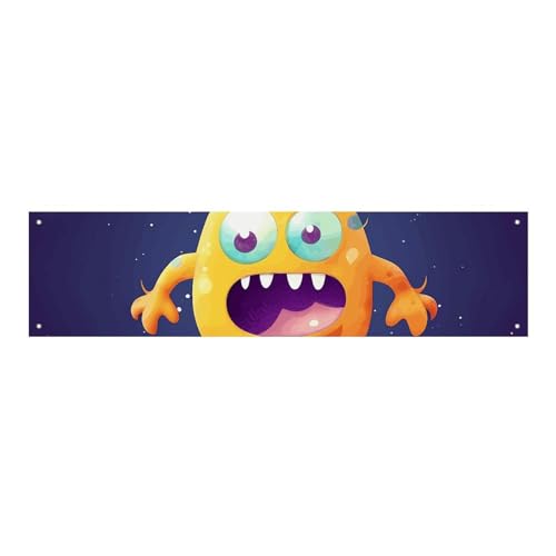 Große Banner, personalisiertes Banner, Cartoon, buntes Monster-Partyschild, Hof, blanko, Banner, 300D Polyester, Banner, Schild, Geburtstagsbanner für Party-Dekoration, Hintergrundbanner von NQLYUT