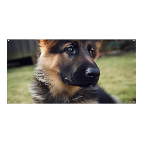 Große Banner, personalisiertes Banner, Deutscher Schäferhund, Welpe, Partyschilder, Hof, blanko, Banner, 300D-Polyester, Banner, Schild, Geburtstagsbanner für Party-Dekoration, Hintergrundbanner von NQLYUT