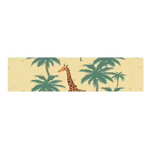 Große Banner, personalisiertes Banner, Giraffe, Palme, Partyschilder, Hof, blanko, Banner, 300D Polyester, Banner, Schild, Geburtstagsbanner, Flagge für Party-Dekoration, Hintergrundbanner von NQLYUT