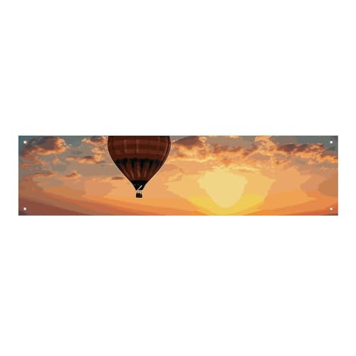 Große Banner, personalisiertes Banner, Heißluftballon, Sonnenuntergang, Partyschilder, Hof, blanko, Banner, 300D Polyester, Banner, Schild, Geburtstagsbanner, Flagge für Party-Dekoration, von NQLYUT