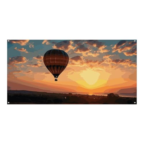 Große Banner, personalisiertes Banner, Heißluftballon, Sonnenuntergang, Partyschilder, Hof, blanko, Banner, 300D-Polyester, Banner, Schild, Geburtstagsbanner für Party-Dekoration, Hintergrundbanner von NQLYUT