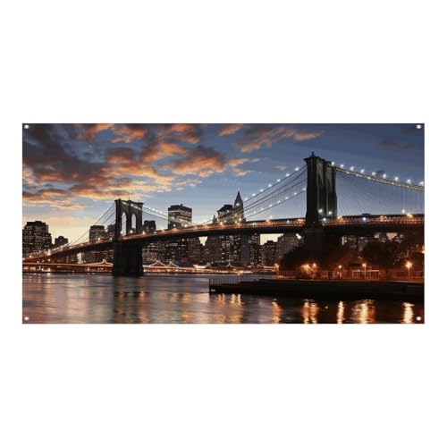 Große Banner, personalisiertes Banner, New York Bridge, Partyschilder, Hof, blanko, Banner, 300D Polyester, Banner, Schild, Geburtstagsbanner, Flagge für Party-Dekoration, Hintergrundbanner von NQLYUT