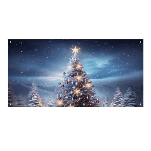 Große Banner, personalisiertes Banner, Weihnachtsbäume, Partyschilder, Hof, blanko, Banner, 300D-Polyester, Banner, Schild, Geburtstagsbanner für Party-Dekoration, Hintergrundbanner von NQLYUT