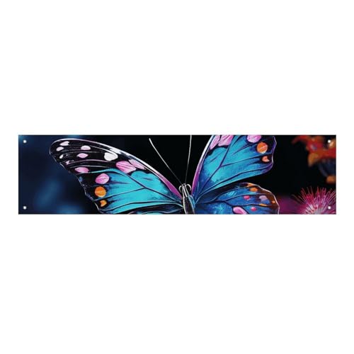 Große Banner, personalisiertes Banner, charmanter Schmetterling, Partyschilder, Hof, blanko, Banner, 300D-Polyester, Banner, Schild, Geburtstagsbanner für Party-Dekoration, Hintergrundbanner von NQLYUT