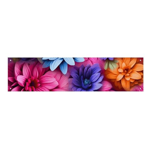 Große Banner, personalisiertes Banner, farbige Blumen, Partyschilder, Hof, blanko, Banner, 300D-Polyester, Banner, Schild, Geburtstagsbanner, Flagge für Party-Dekoration, Hintergrundbanner von NQLYUT