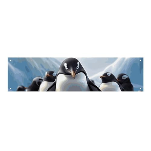 Große Banner, personalisiertes Banner, lustige Pinguine, Partyschilder, Hof, blanko, Banner, 300D Polyester, Banner, Schild, Geburtstagsbanner, Flagge für Party-Dekoration, Hintergrundbanner von NQLYUT