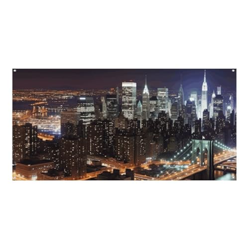 Großes Banner, personalisiertes Banner mit New Yorker Nacht, Partyschilder, Hof, blanko, Banner, 300D-Polyester, Banner, Schild, Geburtstagsbanner für Party-Dekoration, Hintergrundbanner von NQLYUT