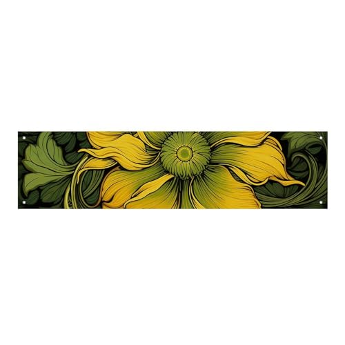 Großes Banner, personalisiertes Banner mit gelber Blume, Partyschilder, Hof, blanko, Banner, 300D-Polyester, Banner, Schild, Geburtstagsbanner für Party-Dekoration, Hintergrundbanner von NQLYUT