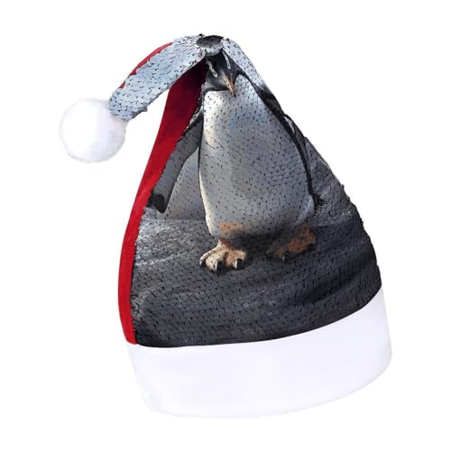 NQLYUT Weihnachtsmütze für Erwachsene, Plüschmütze, lustige Pinguine, Pailletten, Weihnachtsmannmützen für Party von NQLYUT