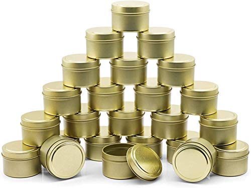 NRANSON Kerzendose 24 Stück, 4 Unzen(118 ml), Kerzenbehälter, Kerzengläser für die Kerzenherstellung - Erhältlich in Silber, Schwarz, Gold (Gold) von NRANSON