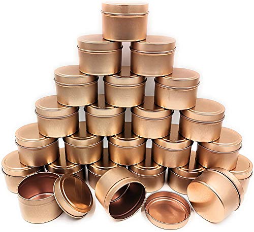 NRANSON Kerzendose 24 Stück, 4 Unzen(118 ml), Kerzenbehälter, Kerzengläser für die Kerzenherstellung - Erhältlich in Silber, Schwarz, Gold (Rose Gold) von NRANSON