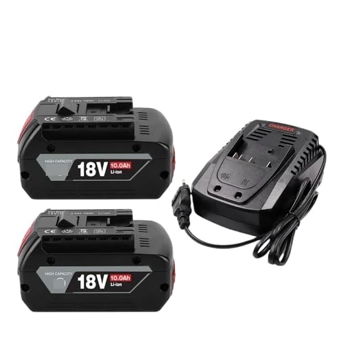 18V 10,0Ah Ersatzakku, kompatibel mit Bosch 18V Professional Tools – BA, GBH, GSR, GSB, BAT618, BAT609 und BAT620(10AHx2-ChargerX1) von NRDHGS