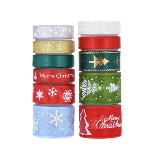 11 Rollen Polyester Satinband, Geschenkband für Weihnachten,Schleifenband Geschenkband Bänder zum Basteln, Dekoration Geschenkband,für Heimwerkerkunst handwerk,Geschenk Verpackung,Verpackung von NRVTRE