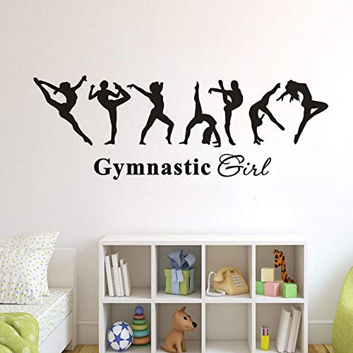 NSRJDSYT Abnehmbare Vinyl Wandtattoo Gymnastik Mädchen Wandaufkleber Kinderzimmer Dekor Ballett Tänzer Tapete Gymnastik Wandplakat 119x42cm von NSRJDSYT