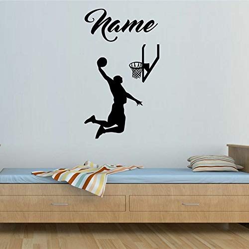 NSRJDSYT Basketball Spielen Wandaufkleber Benutzerdefinierter Name Sport Teen Kinder Jungen Schlafzimmer Wohnkultur Vinyl Wandtattoo Personalisierte Kunstwand 75x127cm von NSRJDSYT