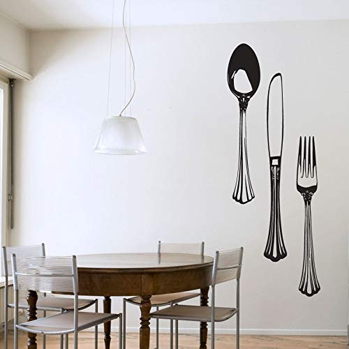 NSRJDSYT Besteck Set Vinyl Wandtattoo Küche Restaurant Wandaufkleber Löffel Messer Gabel Abziehbilder Dekoration wasserdichte Wandbild 54x140cm von NSRJDSYT