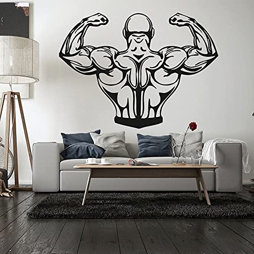 NSRJDSYT Gym Wandaufkleber für Wohnzimmer Kunst Wandtattoos Wandbild Zimmer Wand Vinyl Aufkleber Fitness Mann Muskel Gewicht Kraft 75x102cm von NSRJDSYT